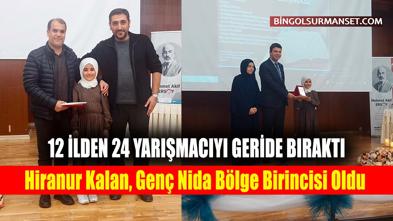 Turgut Özal İHO'lu Hiranur Kalan, Genç Nida Bölge Birincisi Oldu