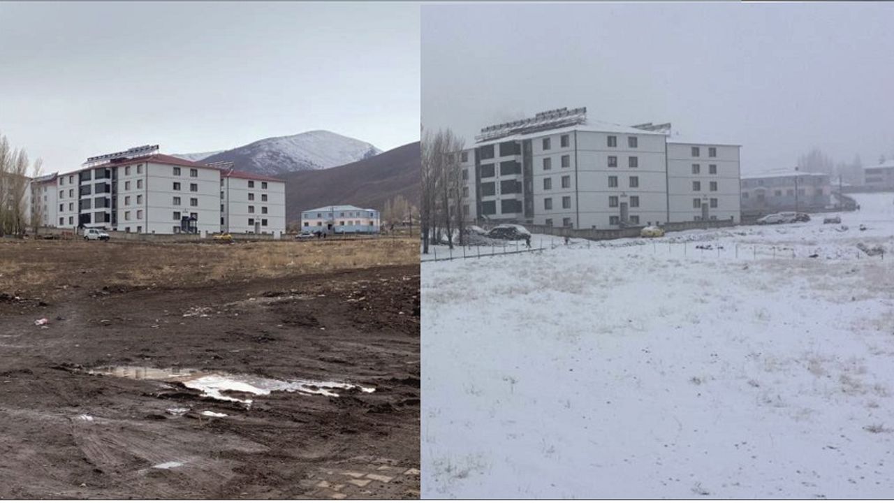 Karlıova’da 1 Yıl Arayla Çekilen 'Kar' Görüntüsü