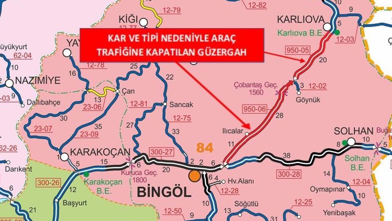 Bingöl-Erzurum Karayolu Araç Trafiğine Kapatıldı