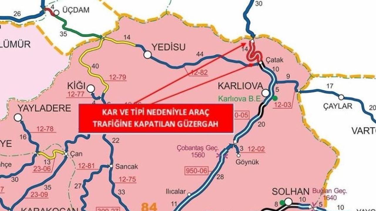 Bingöl-Erzurum Karayolu Tipi Nedeniyle Kapandı