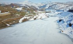 Buz Tutan Gölet, Dron İle Görüntülendi