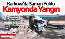 Karlıova’da Saman Yüklü Kamyonda Yangın