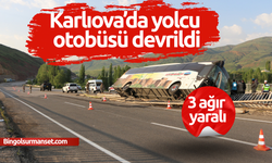 Karlıova’da yolcu otobüsü devrildi: 3 ağır yaralı