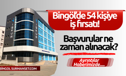 Bingöl’de 54 kişiye iş fırsatı!