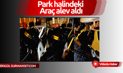 Park halindeki araç alev aldı