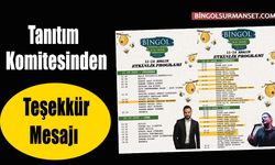 Bingöl Tanıtım Komitesinden Teşekkür Mesajı