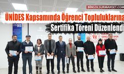 ÜNİDES Kapsamında Öğrenci Topluluklarına Sertifika Töreni Düzenlendi