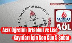 Açık Öğretim Ortaokul ve Lise Kayıtları İçin Son Gün 5 Şubat