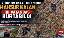 Kurudere Barajı Bölgesinde Mahsur Kalan İki Vatandaş Kurtarıldı