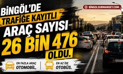 Bingöl’de Trafiğe Kayıtlı Araç Sayısı 26 Bin 476 Oldu