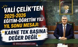 Vali Çelik’ten 2025-2026 Eğitim-Öğretim Yılı Yıl Sonu Mesajı