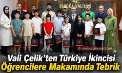 Vali Çelik’ten Türkiye İkincisi Öğrencilere Makamında Tebrik