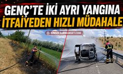 Genç’te İki Ayrı Yangına İtfaiyeden Hızlı Müdahale