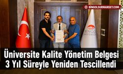 Üniversite Kalite Yönetim Belgesi 3 Yıl Süreyle Yeniden Tescillendi