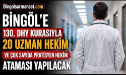 Bingöl’e 130. DHY Kurasıyla 89 Hekim Ataması Yapılacak