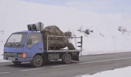 Bingöl'de 'Kamyonetle Taşınan Dev Kaplumbağa'