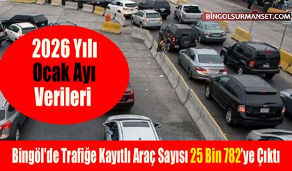 Bingöl'de Trafiğe Kayıtlı Araç Sayısı 25 Bin 782 Oldu