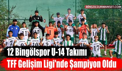 12 Bingölspor U-14 Takımı TFF Gelişim Ligi'nde Şampiyon Oldu