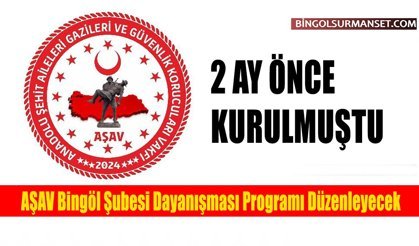 AŞAV Bingöl Şubesi Dayanışma Programı Düzenleyecek