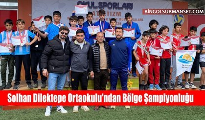 Solhan Dilektepe Ortaokulu'ndan Atletizmde Bölge Şampiyonluğu