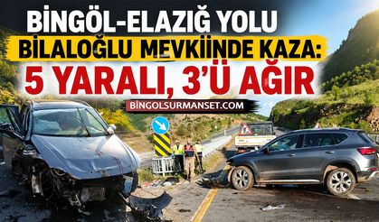 Bingöl-Elazığ Yolu Bilaloğlu Mevkiinde Kaza: 5 Yaralı, 3'ü Ağır
