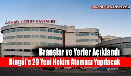 Bingöl'e 29 Yeni Hekim Ataması Yapılacak