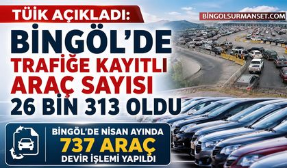 Bingöl'de Trafiğe Kayıtlı Araç Sayısı 26 Bin 313 Oldu