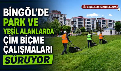 Park ve Yeşil Alanlarda Çim Biçme Çalışmaları Sürüyor