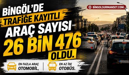 Bingöl’de Trafiğe Kayıtlı Araç Sayısı 26 Bin 476 Oldu