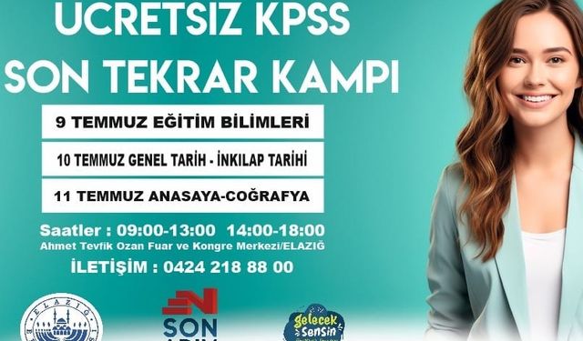 Elazığ Belediyesi ücretsiz KPSS son tekrar kampı başladı