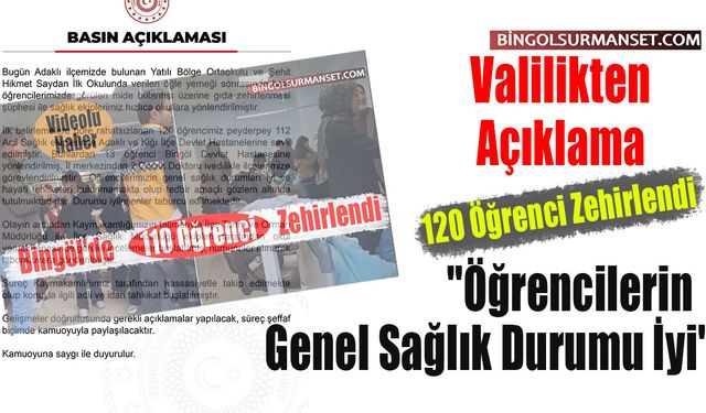 Valilikten Açıklama: "Öğrencilerin Genel Sağlık Durumu İyi"