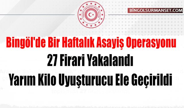 Bingöl'de Bir Haftalık Asayiş Operasyonu: 27 Firari Yakalandı