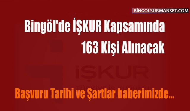 Bingöl'de İŞKUR Kapsamında 163 Kişi Alınacak