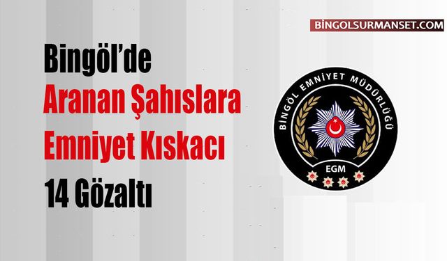 Bingöl’de Aranan Şahıslara Emniyet Kıskacı: 14 Gözaltı