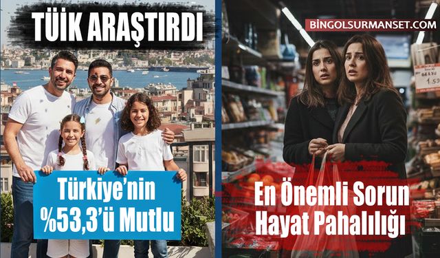 Türkiye'nin %53,3'ü Mutlu, En Önemli Sorun Hayat Pahalılığı