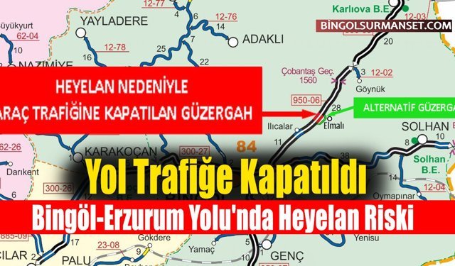 Bingöl-Erzurum Yolu'nda Heyelan Riski: Yol Trafiğe Kapatıldı