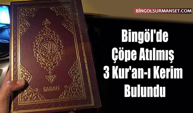 Bingöl'de Çöpe Atılmış 3 Kur'an-ı Kerim Bulundu
