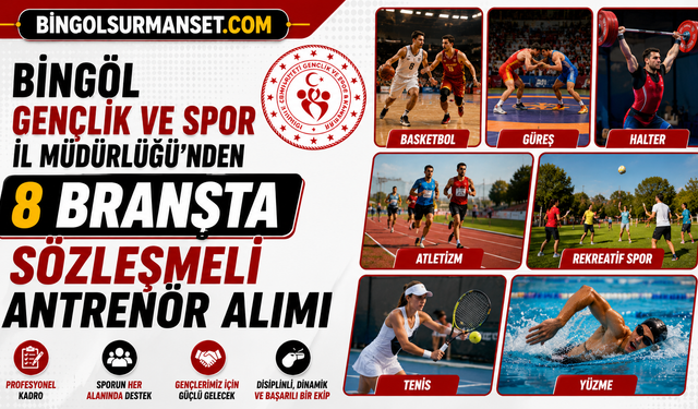 Bingöl Gençlik ve Spor İl Müdürlüğü’nden 8 Branşta Sözleşmeli Antrenör Alımı