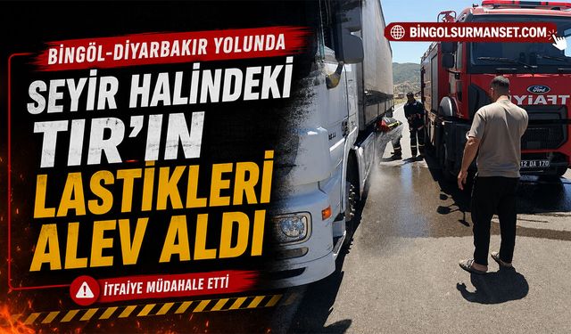 Bingöl-Diyarbakır Yolunda Seyir Halindeki Tır'ın Lastikleri Alev Aldı