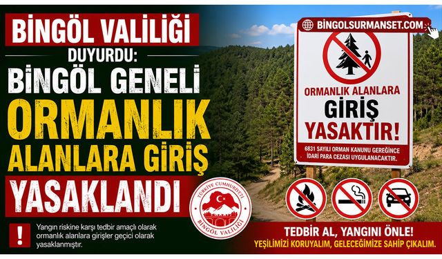 Bingöl Geneli Ormanlık Alanlara Giriş Yasaklandı