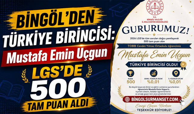 Bingöl’den Türkiye Birincisi: LGS’de 500 Tam Puan Aldı