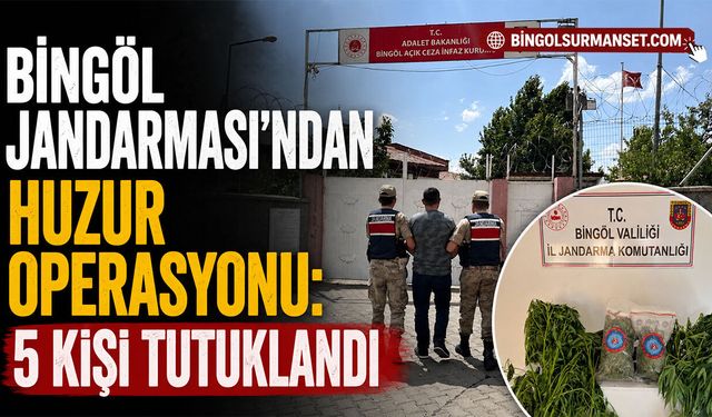 Bingöl Jandarması’ndan Huzur Operasyonu: 5 Kişi Tutuklandı