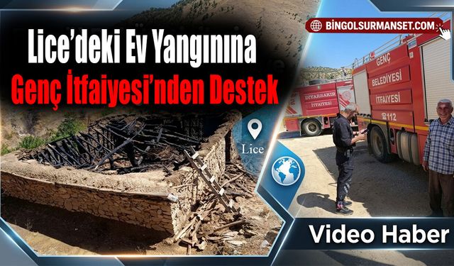 Lice’deki Ev Yangınına Genç İtfaiyesi’nden Destek