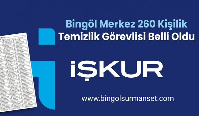 Bingöl Merkez 260 Kişilik Temizlik Görevlisi Belli Oldu