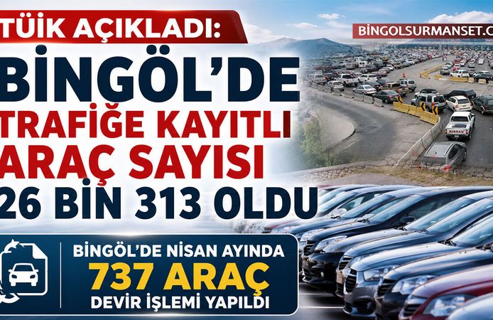 Bingöl'de Trafiğe Kayıtlı Araç Sayısı 26 Bin 313 Oldu