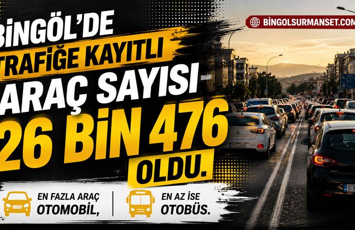 Bingöl’de Trafiğe Kayıtlı Araç Sayısı 26 Bin 476 Oldu