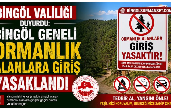 Bingöl Geneli Ormanlık Alanlara Giriş Yasaklandı
