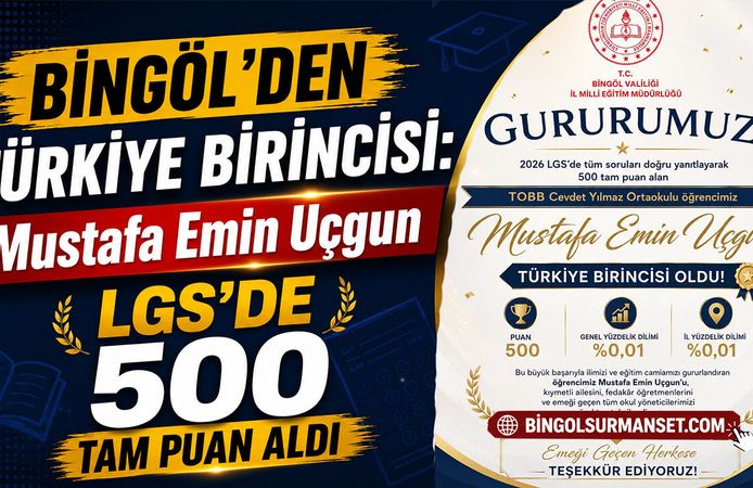 Bingöl’den Türkiye Birincisi: LGS’de 500 Tam Puan Aldı