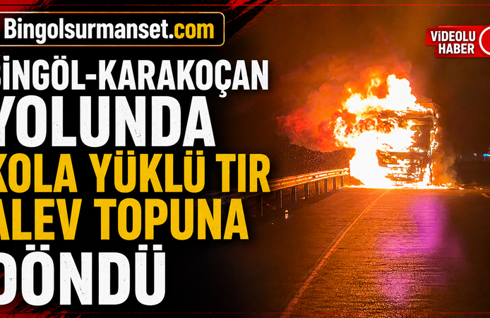 Bingöl-Karakoçan Yolunda Kola Yüklü Tır Alev Topuna Döndü