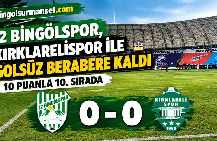 12 Bingölspor, Kırklarelispor ile Golsüz Berabere Kaldı: 10 Puanla 10. Sırada
